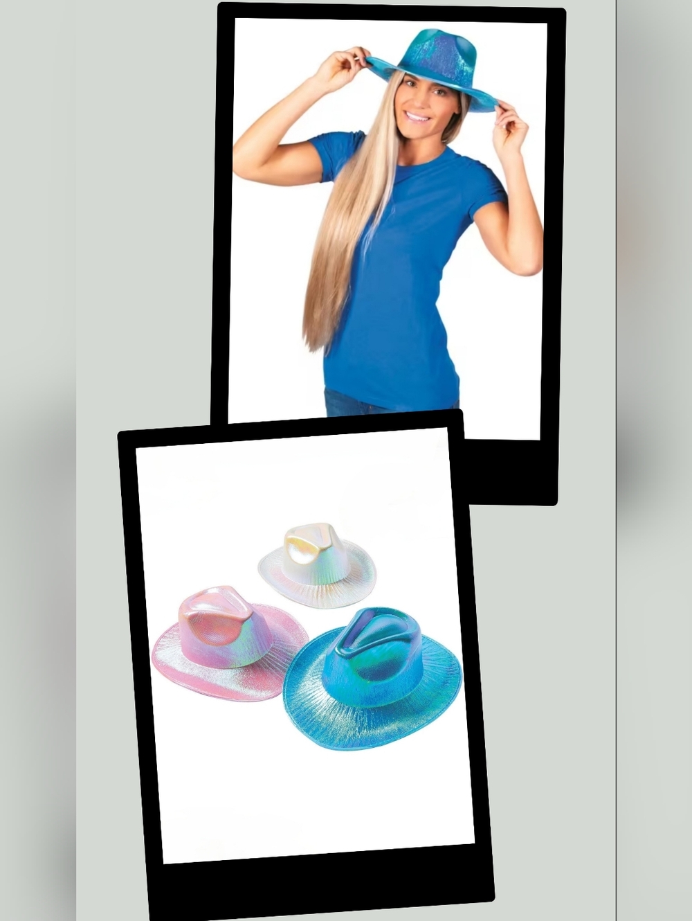 Adults Sparkly Iridescent Cowboy Hats 6 Pcs - Pink White Blue NEW
